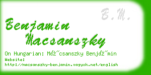 benjamin macsanszky business card